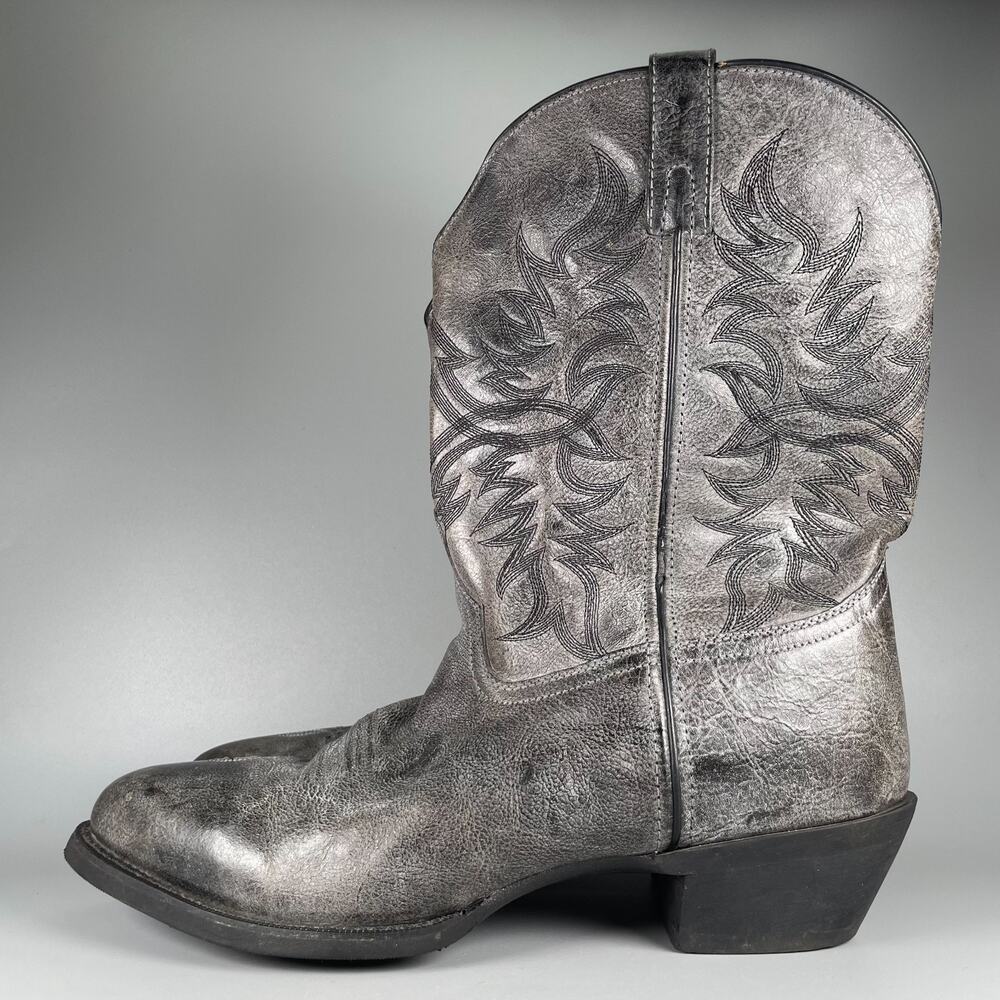 Laredo Men's Size 15 D Gray Leather Pull On Western Cowboy Boots Pointed Toe EUC